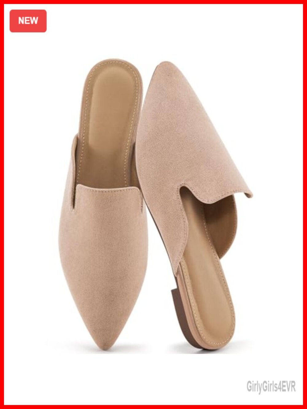 Pointed Toe Mules for Women Comfortable Backless Loafers Slip On Flats